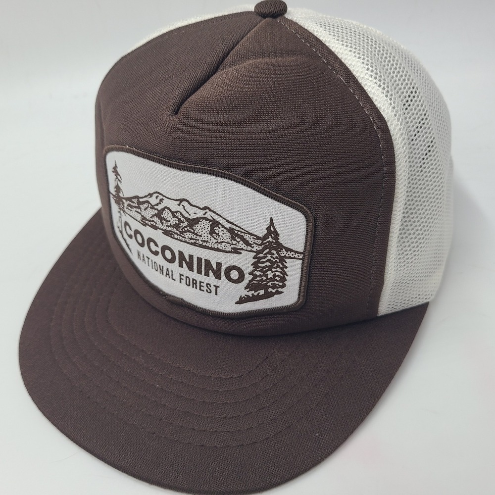 Vintage‎ Coconino National Forest Hat Snapback (Fits Small) Mesh Brown White 80s